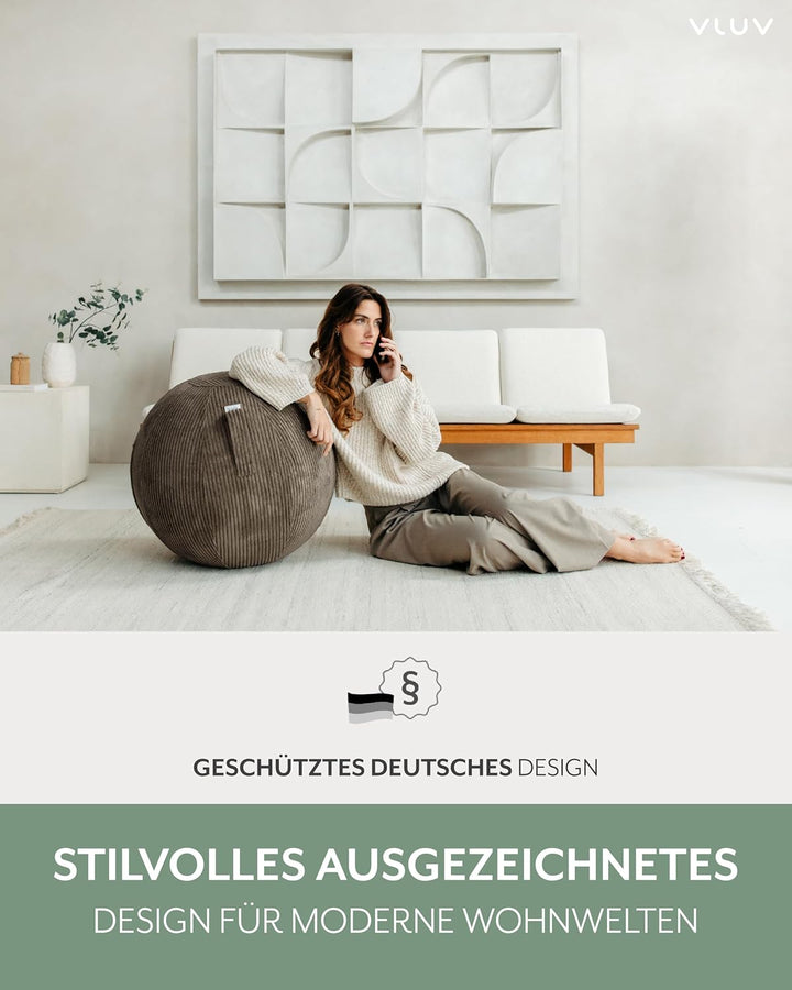 VLUV® BOL VLIP Sitzball Büro Ergonomisch [Atmungsaktiv mit Tragegriff und Wegrollschutz] Waschbarer