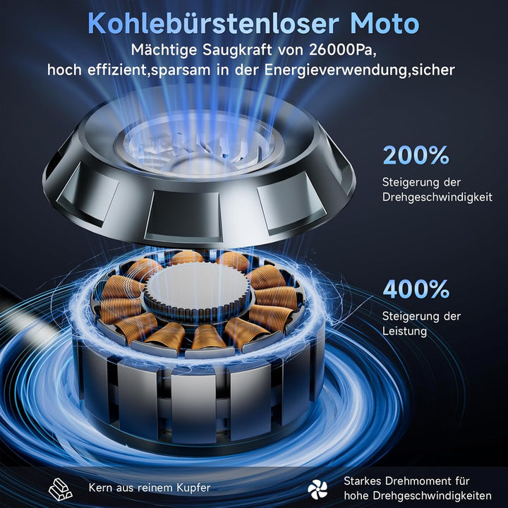 Handstaubsauger Akku - 24000pa Mini Staubsauger Kabellos Auto,Auto Staubsauger Stark,Für PC,Haus,Küc