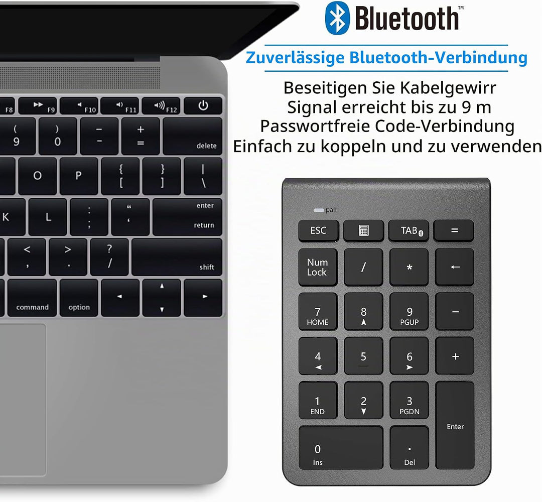 Cateck Ziffernblock Bluetooth, Nummernblock Numpad Bluetooth Ziffernblock mit 22 Tasten und Mehreren