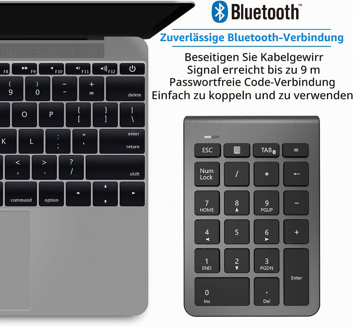 Cateck Ziffernblock Bluetooth, Nummernblock Numpad Bluetooth Ziffernblock mit 22 Tasten und Mehreren