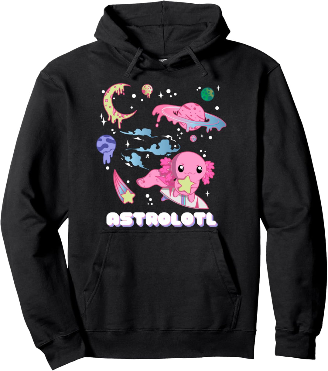 Axolotl im Weltall, Pastel Goth Vaporwave Design, Astrolotl Pullover Hoodie