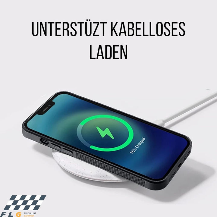 FLG | Alcantara Hülle für iPhone 12 & 12 Pro Case mit Carbon Fiber Handyhülle Schwarz – kompatibel m