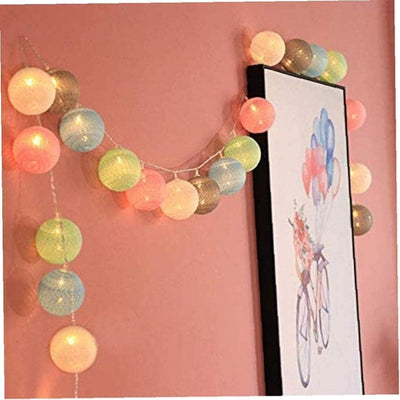 LED Lichterkette Baumwollkugeln mit Stecker, 3,8m 20er Cotton Ball Lichterketten Kugeln Nachtlicht f