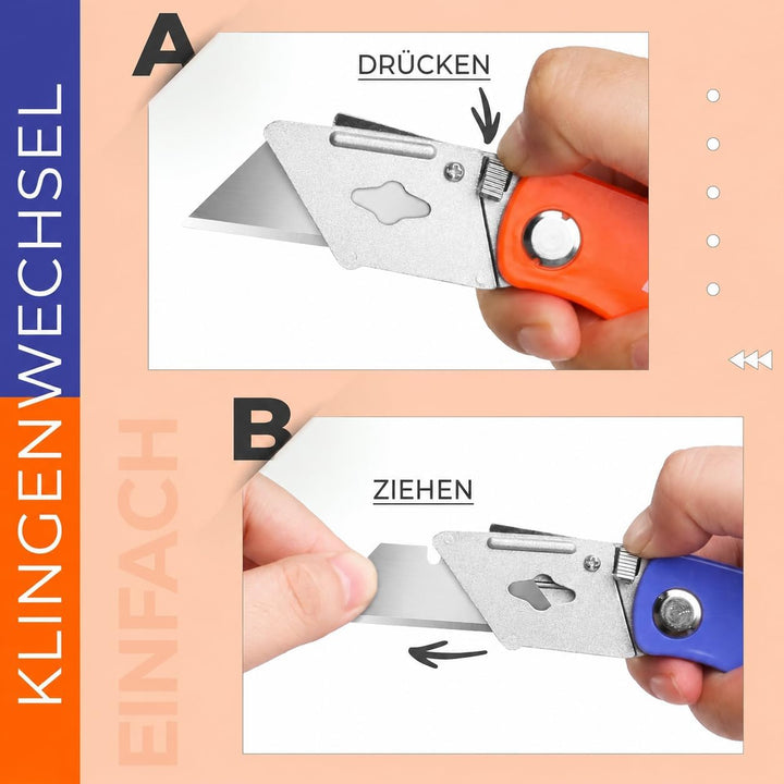 DIYSELF Messer 7er Pack Kartonschneider, Rückenschloss Design, Schneller Klingenwechsel, Rasiermesse