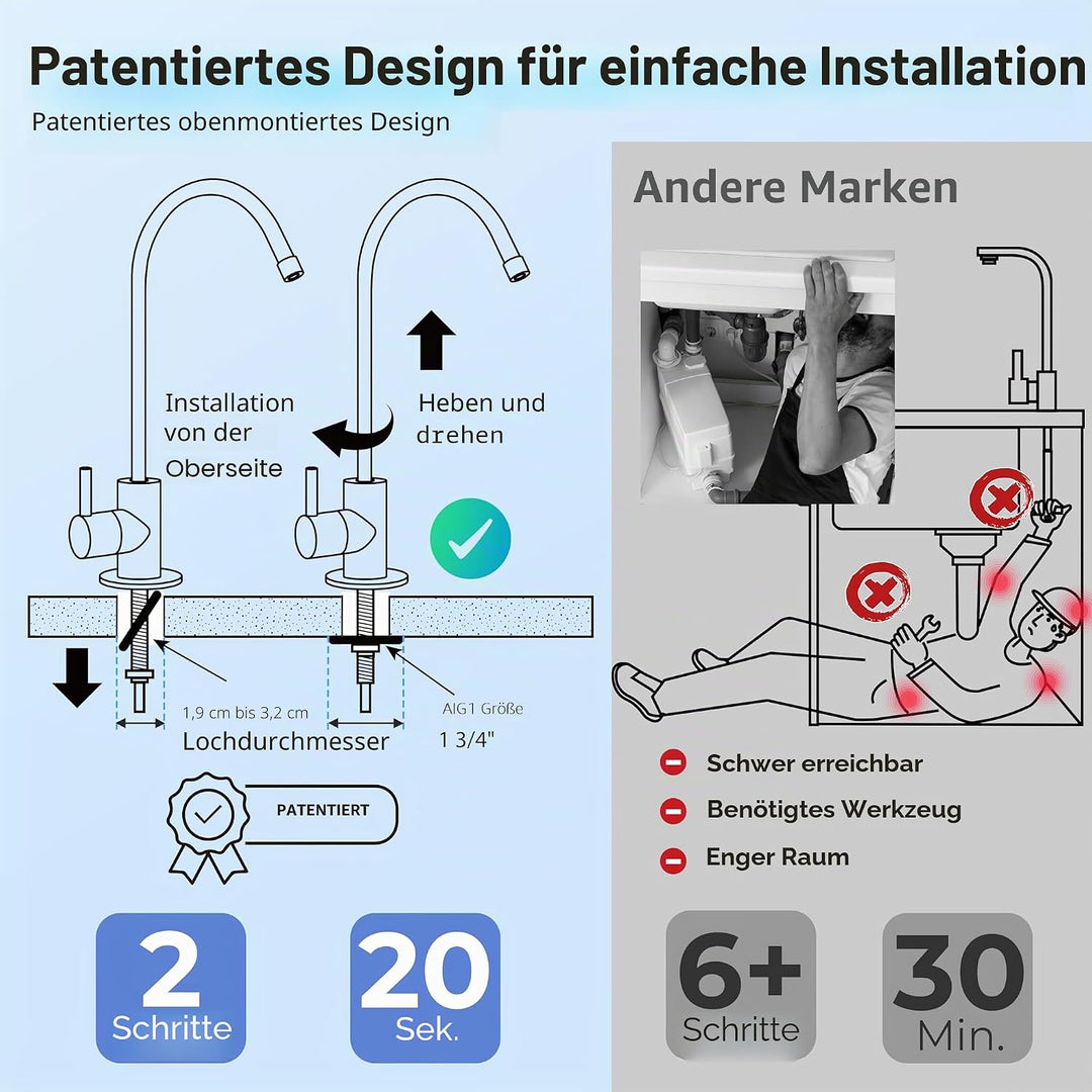 iSpring GA1-B Designer-Wasserhahn aus massivem Messing, strapazierfähig, 16,5 x 27,9 cm, 400 g, EU-S