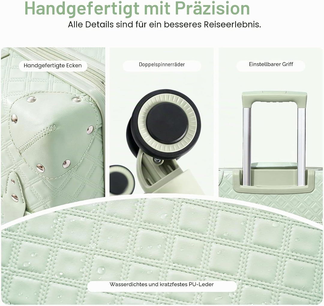 Urecity Vintage Reisekoffer Set 2 Teilig Leicht Retro Lederkoffer Hartschale Trolley Handgepäck Sets