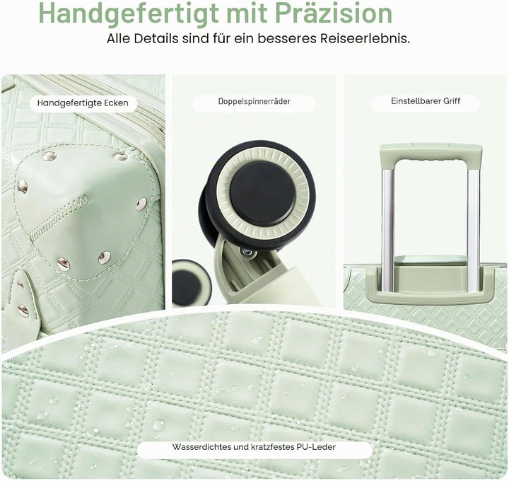 Urecity Vintage Reisekoffer Set 2 Teilig Leicht Retro Lederkoffer Hartschale Trolley Handgepäck Sets