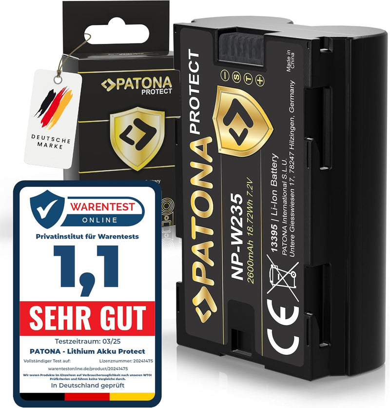 PATONA Protect V1 Akku NP-W235 (2400 mAh) mit NTC-Sensor und V1 Gehäuse - kompatibel mit Fuji Fujifi