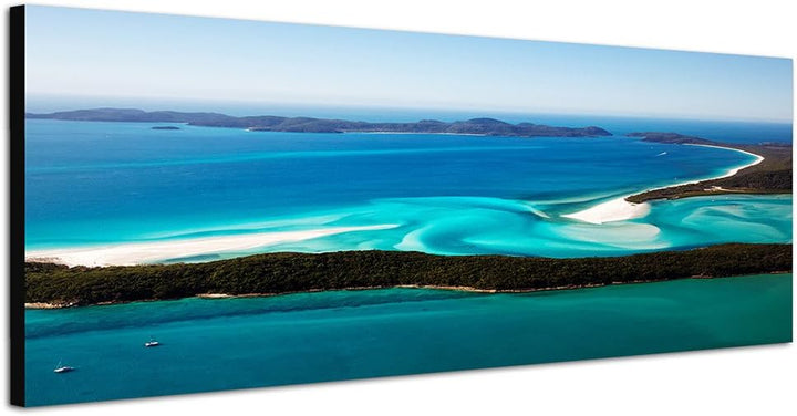 Paul Sinus Art Panoramabild auf Leinwand und Keilrahmen 150x50cm Australien Inseln Meer Strand