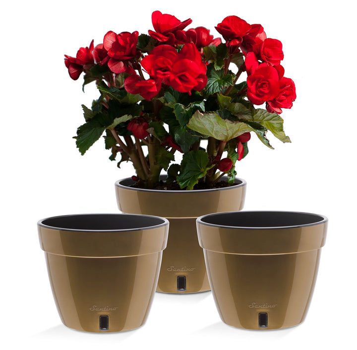 Santino ASTI 3er Set 18CM Selbstwässernder Blumentopf mit Wasserstandsanzeiger - Rund Premium Qualit
