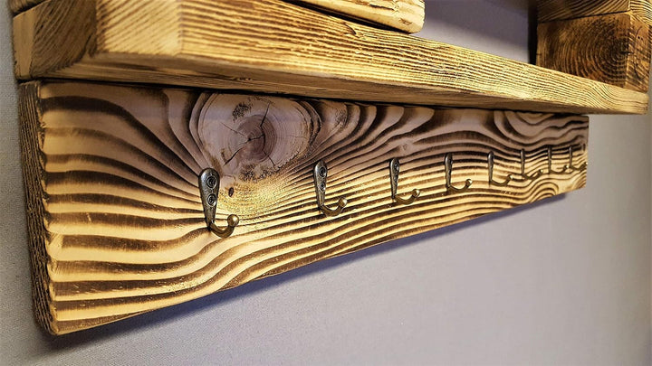 Schlüsselbrett mit Ablage Holz vintage aus Europalette mit 8 Schlüsselhaken incl. Aufhängung Schlüss