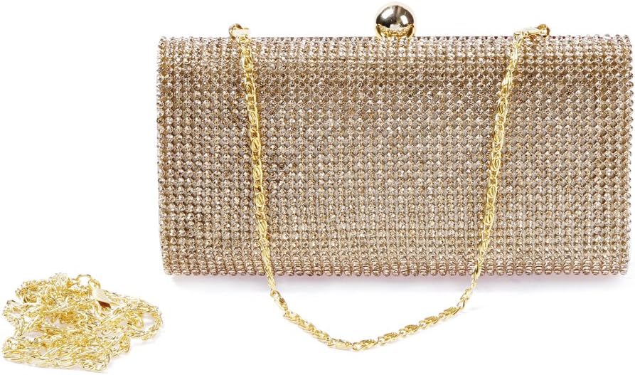 Damara Mini Glitzernde Strassstein Damen Hartschalen Clutch Abendtasche,Silber, Silber