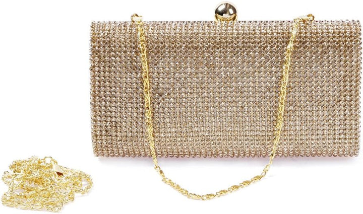 Damara Mini Glitzernde Strassstein Damen Hartschalen Clutch Abendtasche,Silber, Silber