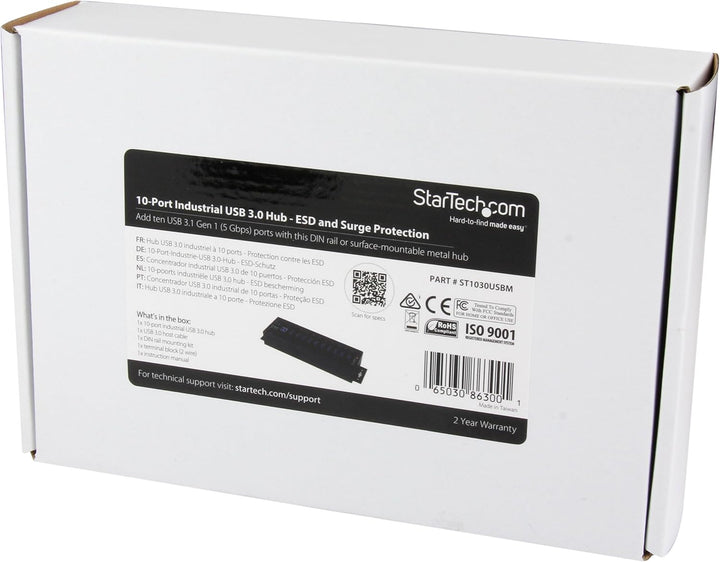 StarTech.com 10 Port Industrial USB 3.0 HUB 10-Port Industrial USB 3.0, ST1030USBM USB 3.0 10 Port,