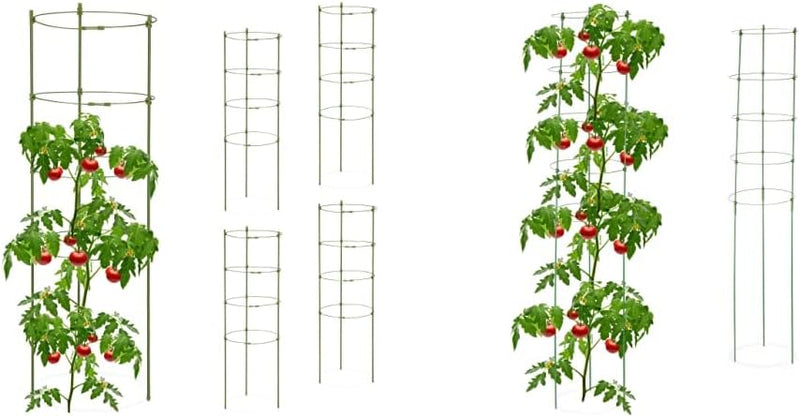 Relaxdays Rankhilfe, 5er Set & Rankhilfe, 2er Set, Tomatensäule für Garten & Balkon, 150 cm, je 5 Ri