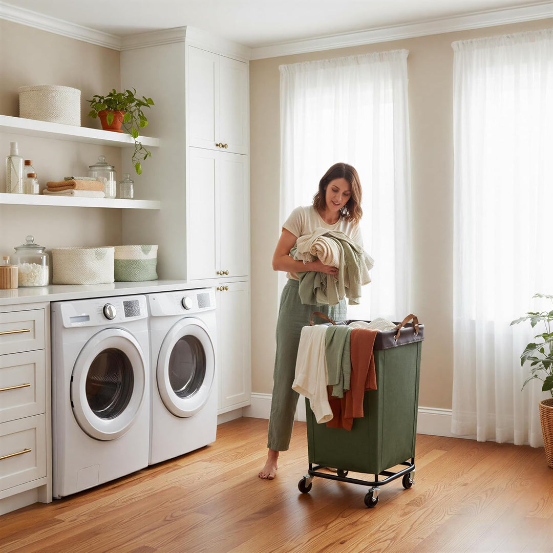 StorageWorks 160L Wäschesammler mit Rädern, grosser Wäschekorb auf Rollen für Wäsche, Wäschewagen mi