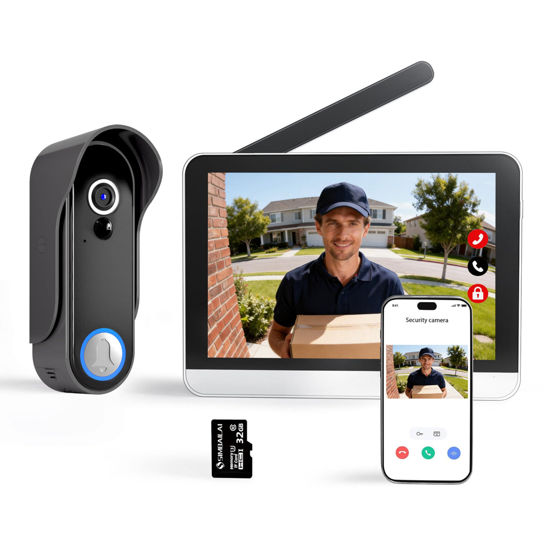 WLAN Kabellose Video Türsprechanlage mit 7 Zoll 1080p Touchscreen, Bewegungserkennung, Zwei-Wege Aud
