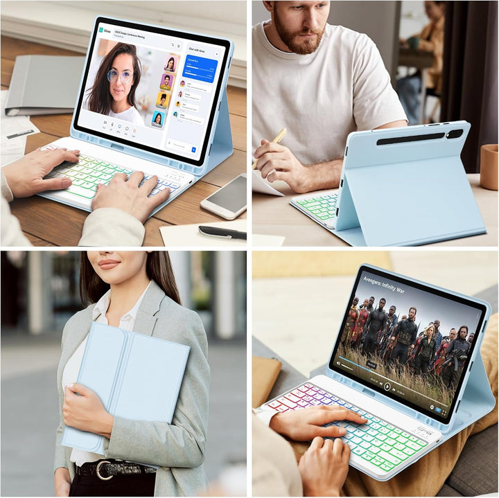 Bettdow für Samsung Galaxy Tab S10+/S10 Plus Tastatur Hülle, QWERTZ Layout Abnehmbarer Beleuchtete T