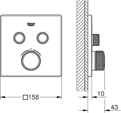 GROHE Grohtherm Smartcontrol - Brause- & Duschsystem -Thermostat (2 Absperrventile, ultraflaches Des