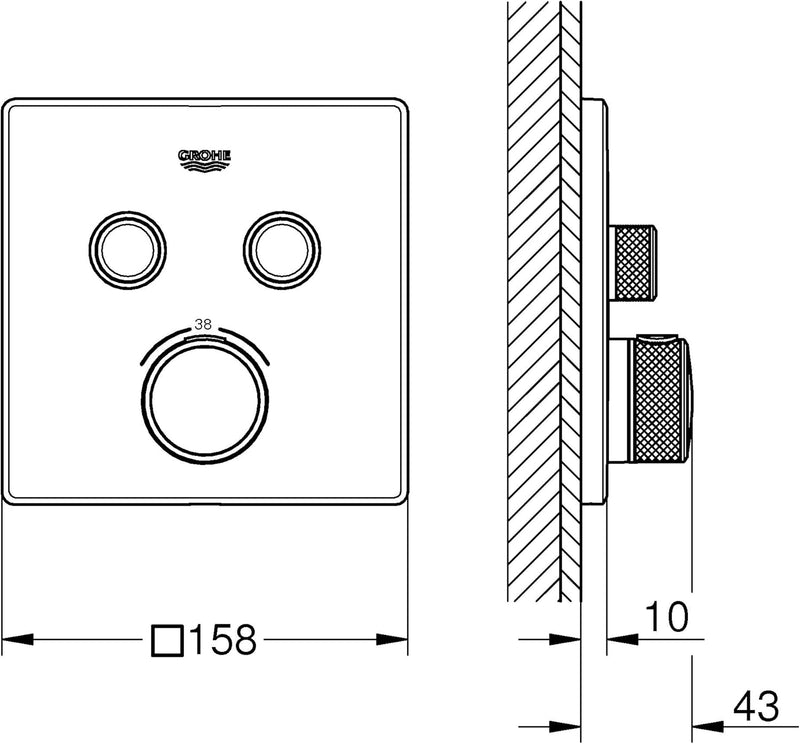 GROHE Grohtherm Smartcontrol - Brause- & Duschsystem -Thermostat (2 Absperrventile, ultraflaches Des