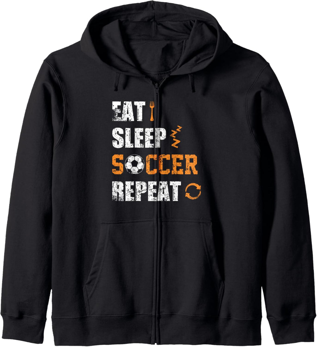Eat Sleep Soccer Repeat Distressed Kapuzenjacke