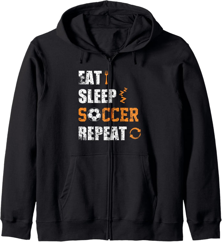 Eat Sleep Soccer Repeat Distressed Kapuzenjacke