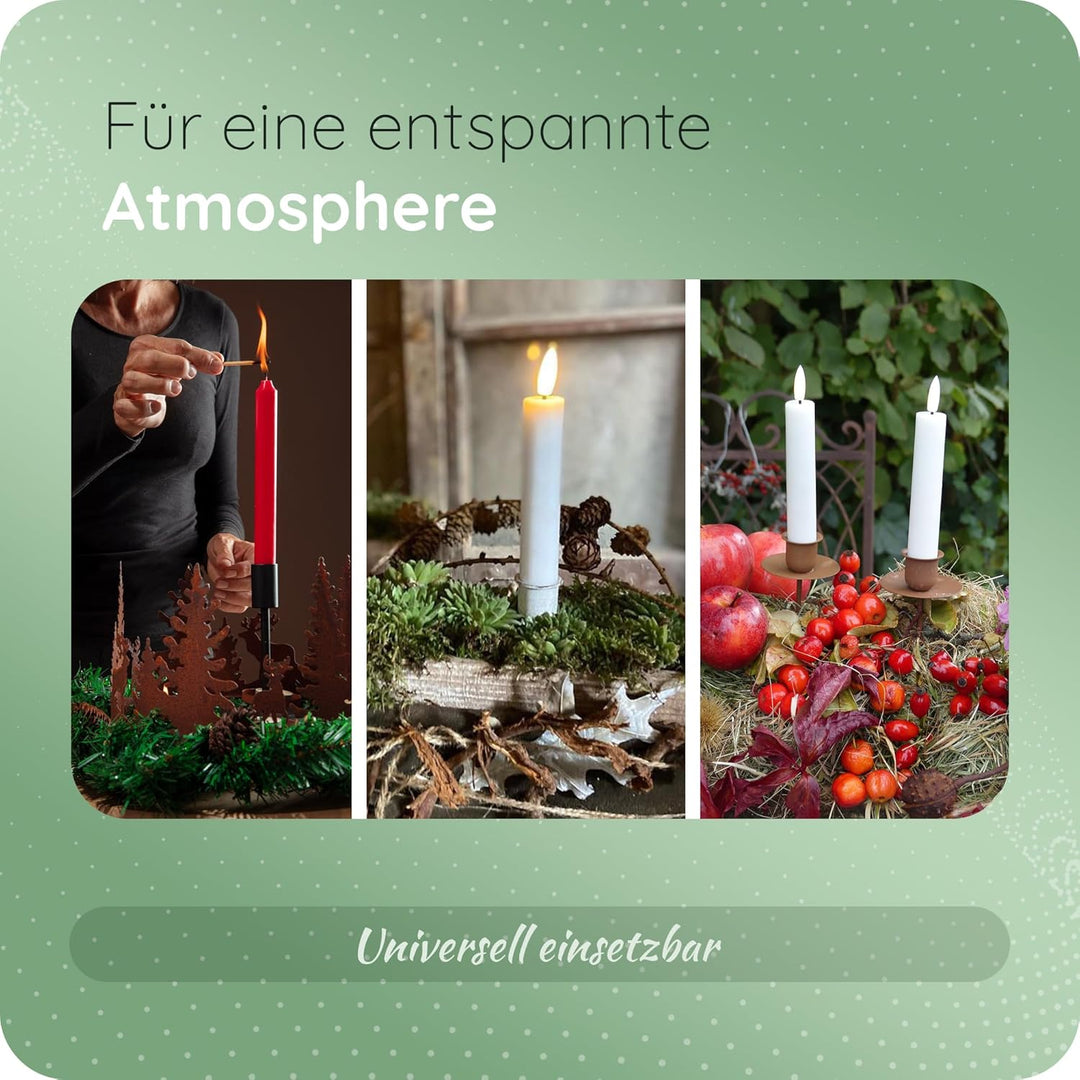 Novaliv 4X Kerzenpick Stabkerzen SCHWARZ Kerzenhalter für Adventskranz Kerzenpin Weihnachtskranz, 4