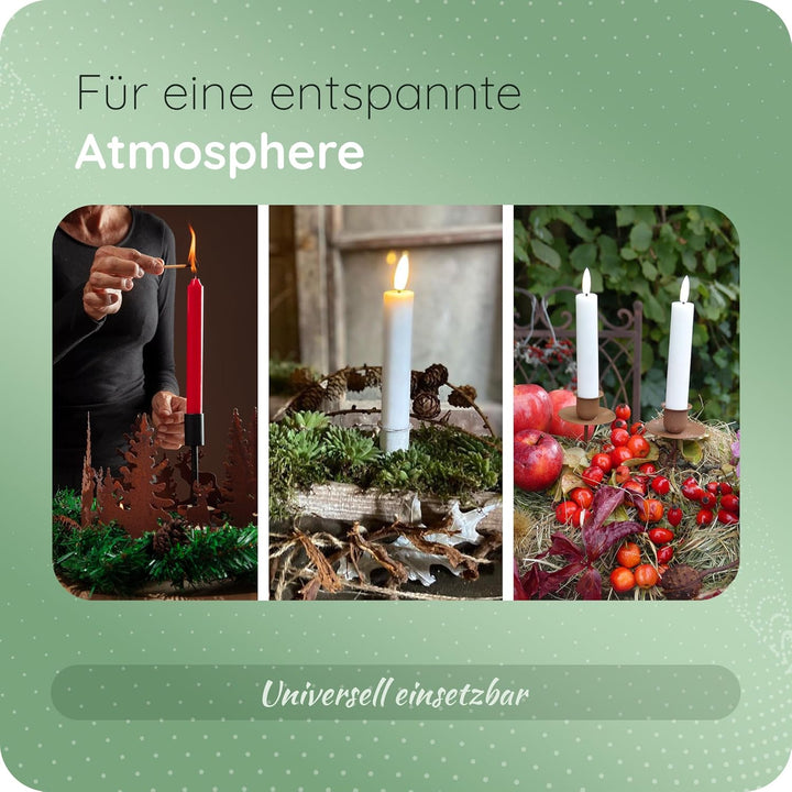 Novaliv 4X Kerzenpick Stabkerzen SCHWARZ Kerzenhalter für Adventskranz Kerzenpin Weihnachtskranz, 4
