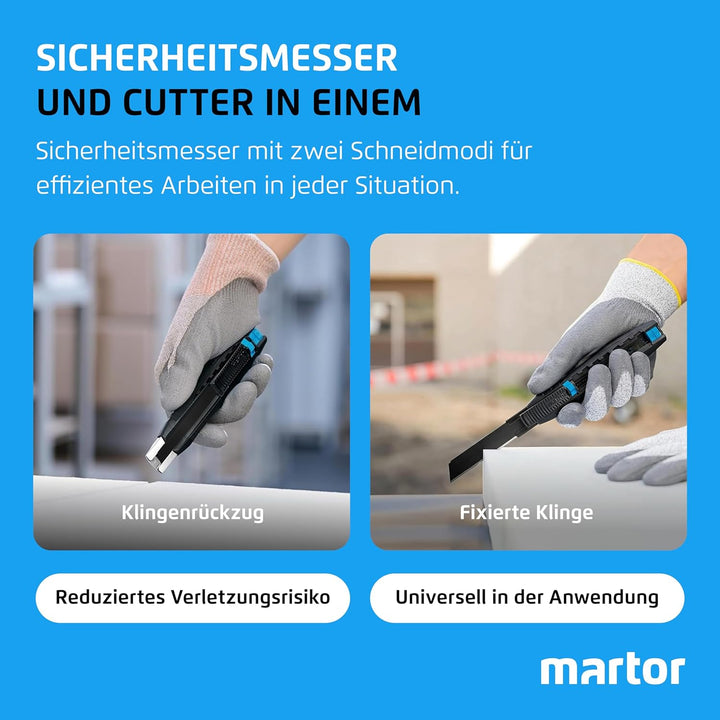 MARTOR SECUBASE Black Edition I Premium Sicherheitsmesser mit Klingenrückzug & extra langer Carbonst