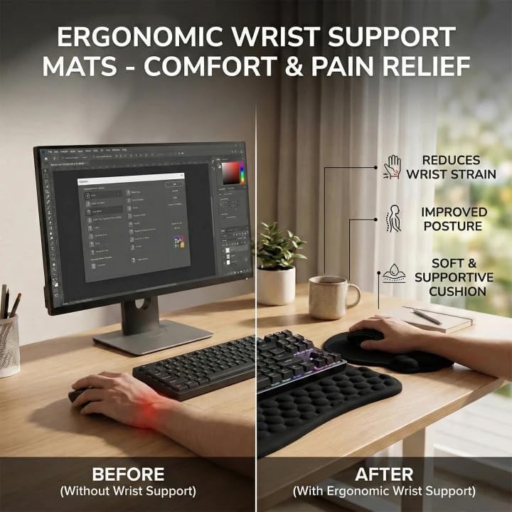 Handballenauflage Tastatur Maus 2-in-1 Set, Ergonomische Memory-Schaum | Cloud Wrist Rest mit 2 Neig