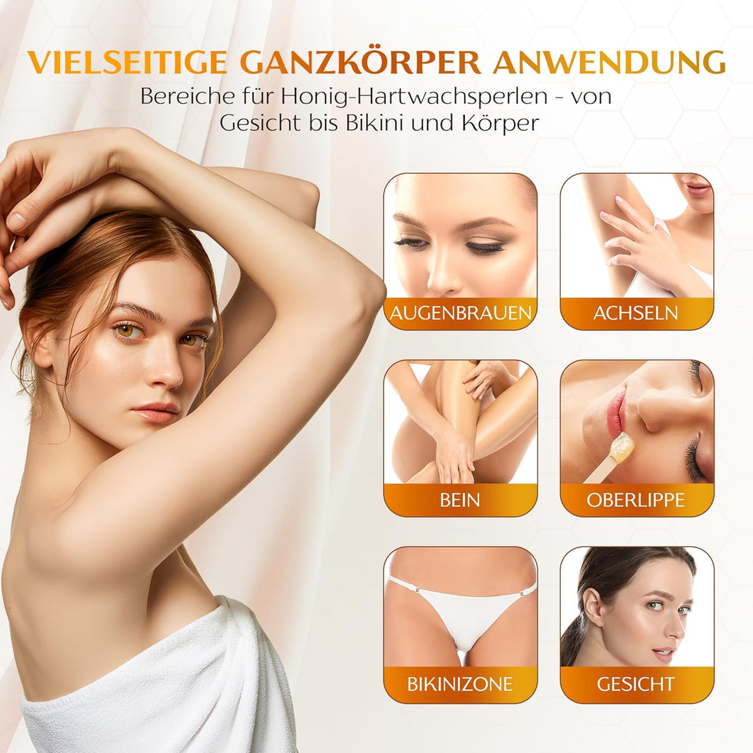 2 kg Dermawax Natural Honig Wachs Heisswachs Waxing Perlen Wachsperlen Wax Anwendung ohne Wachsstrei