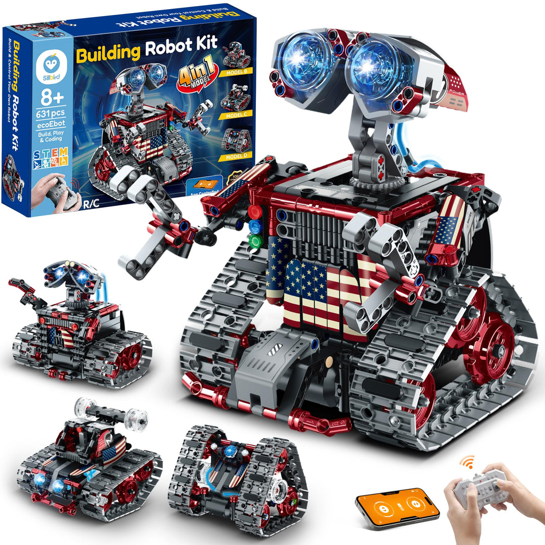 Sillbird Ferngesteuerte Roboter für Kinder, RC-Robotik, 4-in-1, Konstruktionsspielzeug mit kreativer