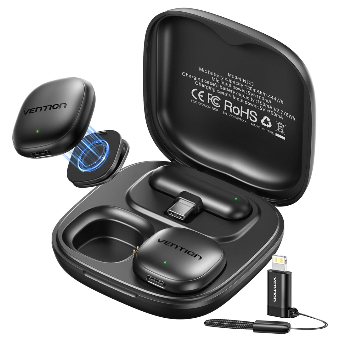 VENTION Mini-Funkmikrofon für iPhone 17/16/15 Pro Max, [Plug and Play] USB-C Bluetooth Mikrofon für