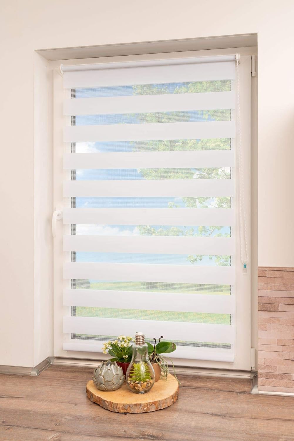 K-home Klemmfix Doppelrollo Madrid ohne Bohren Weiss 95 x 200 cm (B x L), Weiss 95 x 200 cm (B x L)