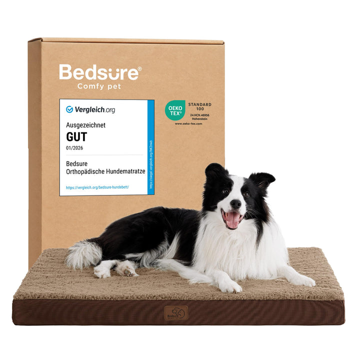 BEDSURE orthopädisches Hundebett mittelgrosse Hunde - 91x69x7.6cm Hundekissen flauschig Hundematte w