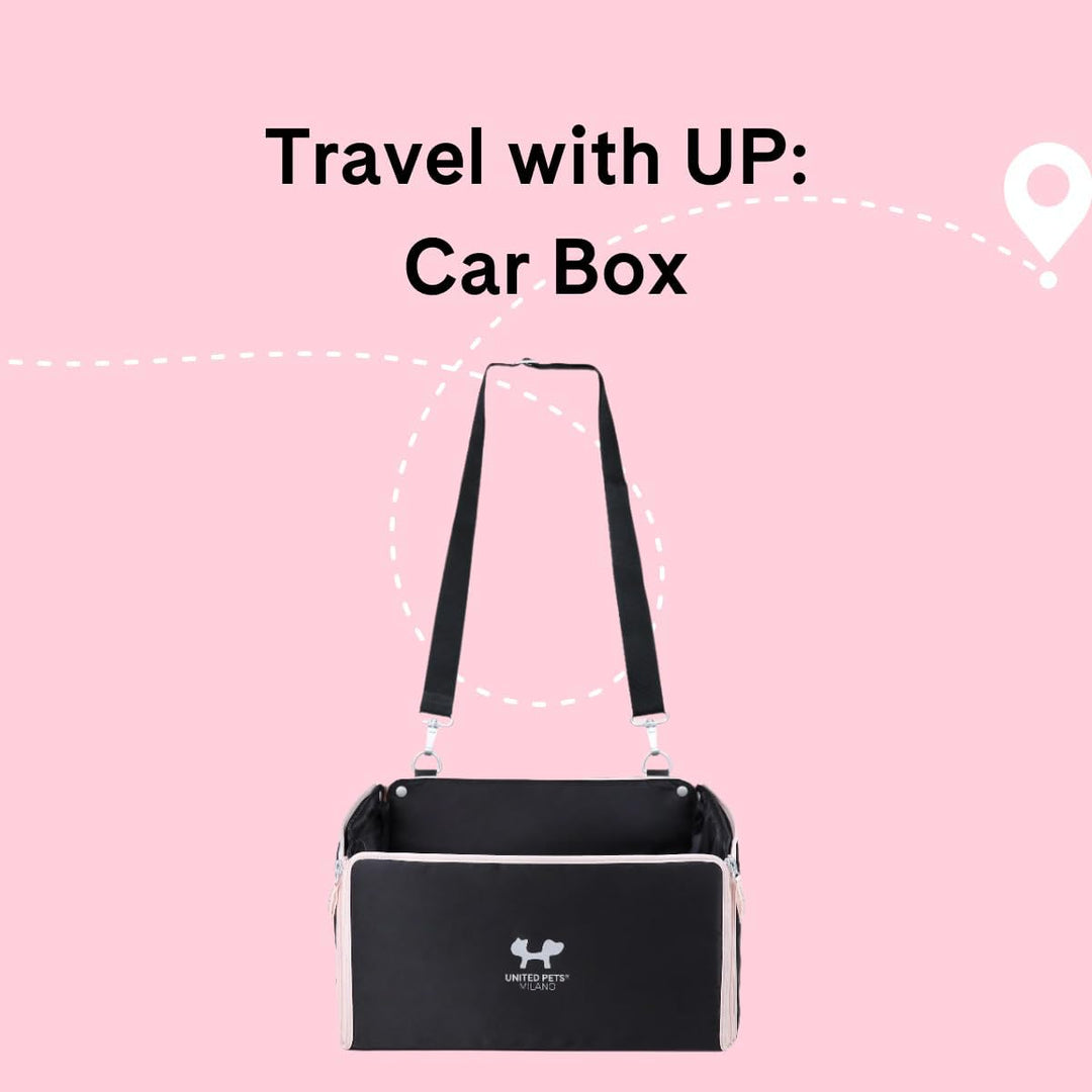 UNITED PETS Car Box Auto Hundetransportbox | waschbares Innenfutter | 100% R-Pet | Schwarz Rosa | Fa