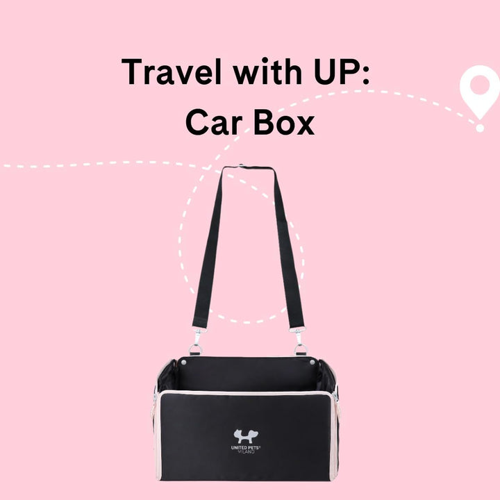 UNITED PETS Car Box Auto Hundetransportbox | waschbares Innenfutter | 100% R-Pet | Schwarz Rosa | Fa