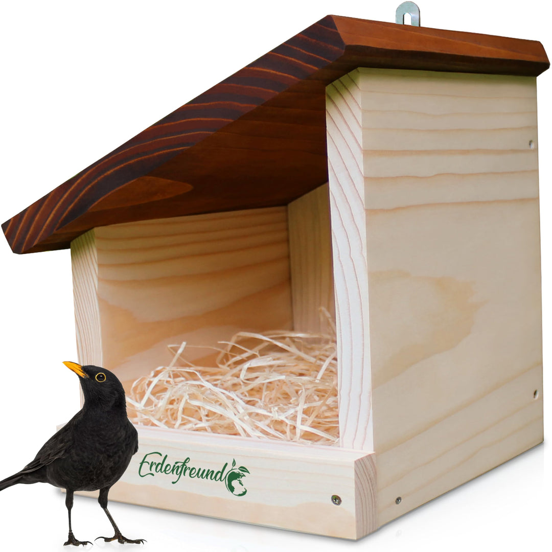 ERDENFREUND® Amsel Nistkasten halboffen extra für Freibrüter/Halbhöhlenbrüter Nistkasten Amsel artge