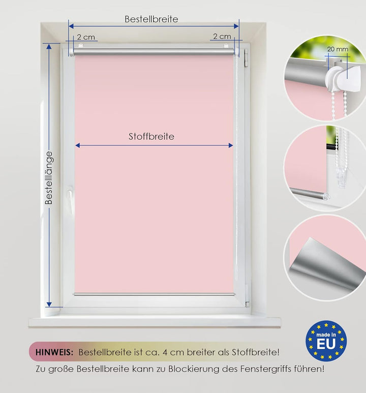 Rikmani Thermorollo ohne Bohren Lichtblick Klemmfix Hitzeschutz Verdunkelungsrollo Wandmontage Sicht