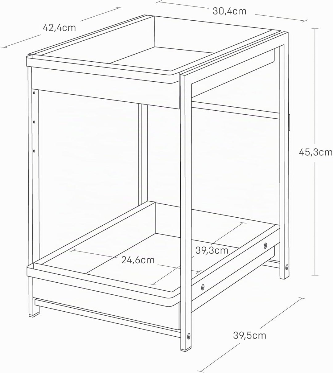Yamazaki 1460 TOWER 2-stöckiges Spülschrank-Regal mit Schiebeböden, weiss, Stahl, minimalistisch, 42