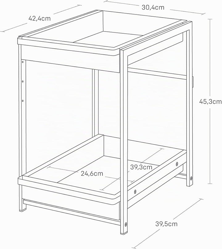 Yamazaki 1460 TOWER 2-stöckiges Spülschrank-Regal mit Schiebeböden, weiss, Stahl, minimalistisch, 42