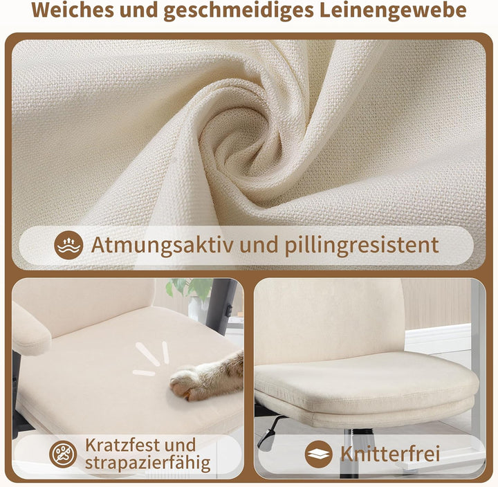 Fizzin Beige Ergonomischer Bürostuhl Schreibtischstuhl mit Hochklappbare Armlehne, Doppellagiger Hoh