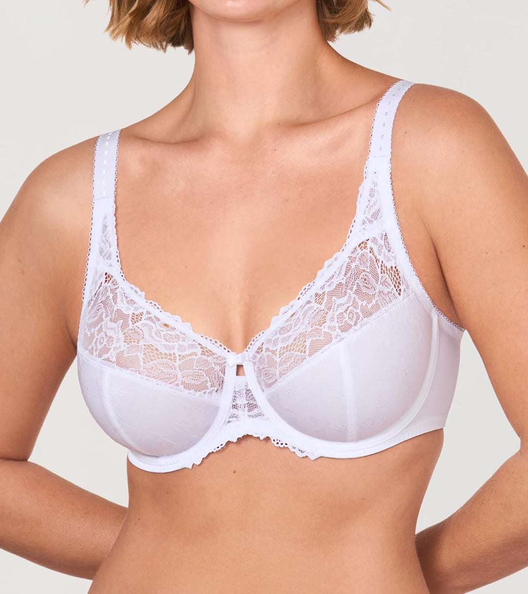DELIMIRA Damen Minimizer BH ohne Einlagen mit Spitze mit Bügel Grosse Grössen 75D Weiss, 75D Weiss