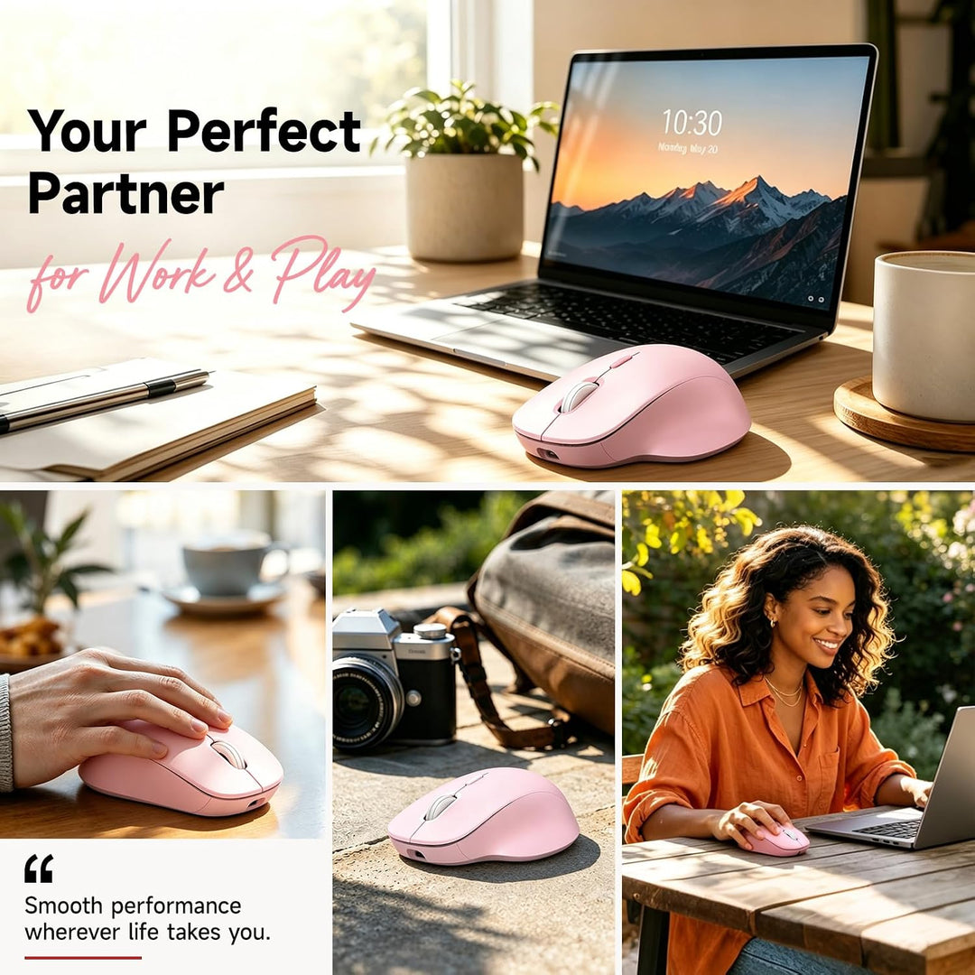 qaf Kabellose Dual-Mode Maus, Bluetooth &amp; 2,4 GHz Funkmaus, wiederaufladbare USB-C Wireless Maus mit