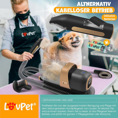 KESSER® Hundeschermaschine mit Staubsauger | Leise Schermaschine mit AKKU | Haustierpflegeset mit Zu