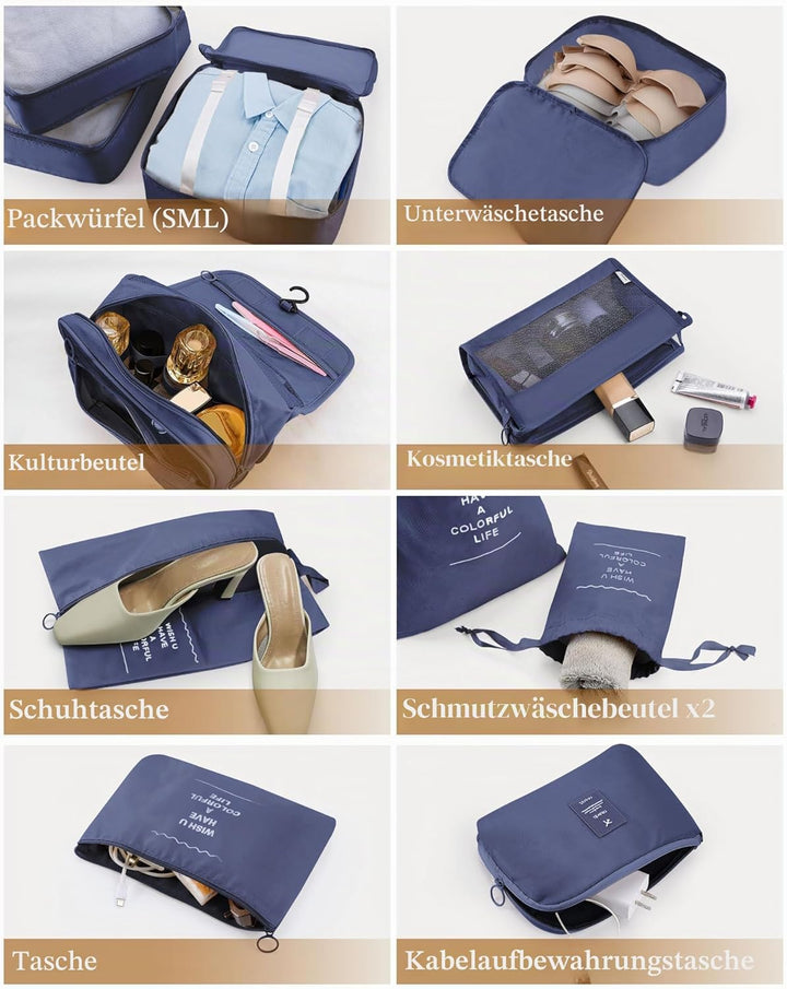 Anjing koffer Organizer 11-teilig, Packing Cubes, leichte Reisegepäck-Organizer, platzsparend, wasse