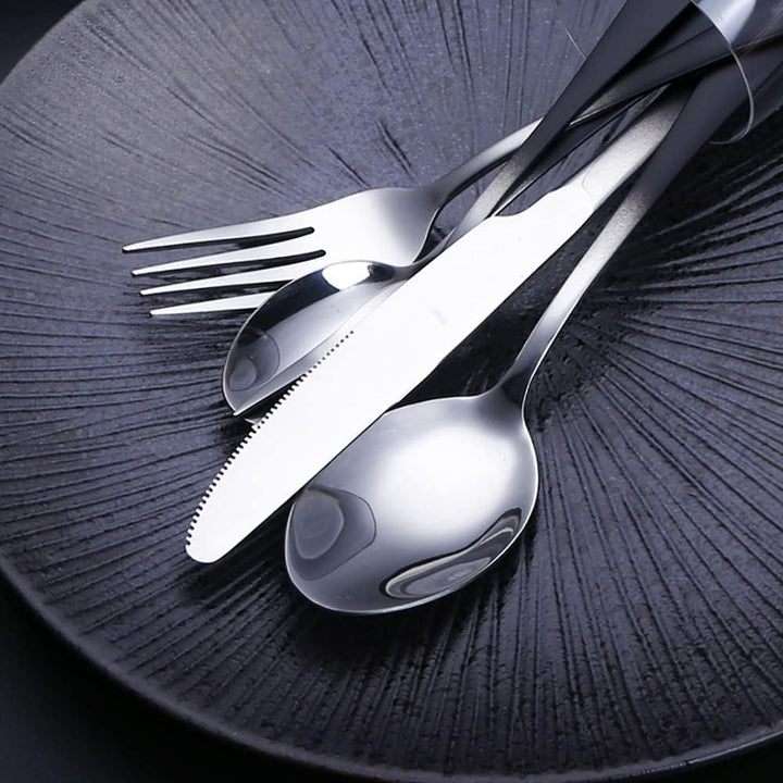 Schwarzer Silber Besteckset mit Farbverlauf Besteck-Sets 50 Stück Edelstahl Service für 10 Langlebig