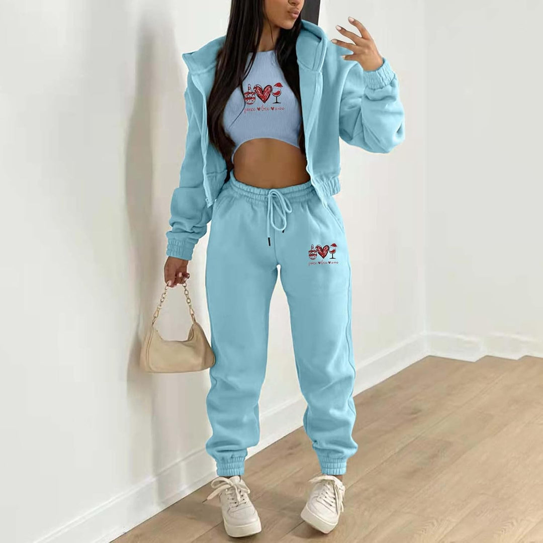 Sportanzüge für Damen 2 Stück Sport Freizeit Sweatshirt Jogginghose Zweiteiler Training Jogging Zwei