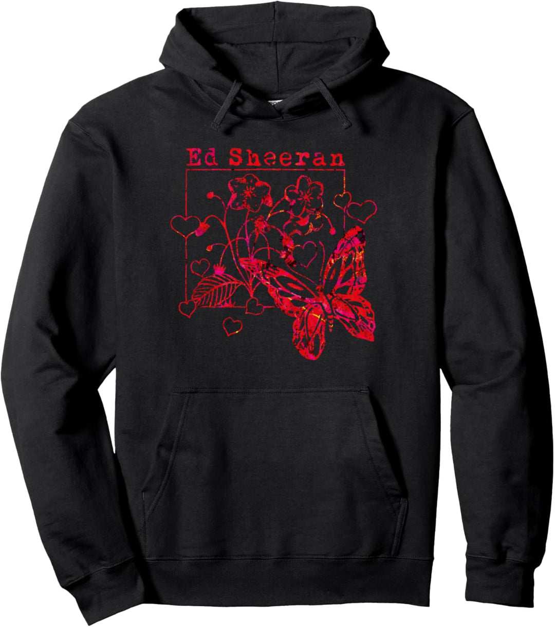 Ed Sheeran Rote Wilde Herzen und Schmetterlinge Pullover Hoodie