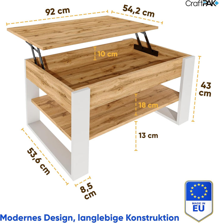 Couchtisch höhenverstellbar mit Stauraum - Couchtische - Wohnzimmertisch klappbar - höhenverstellbar